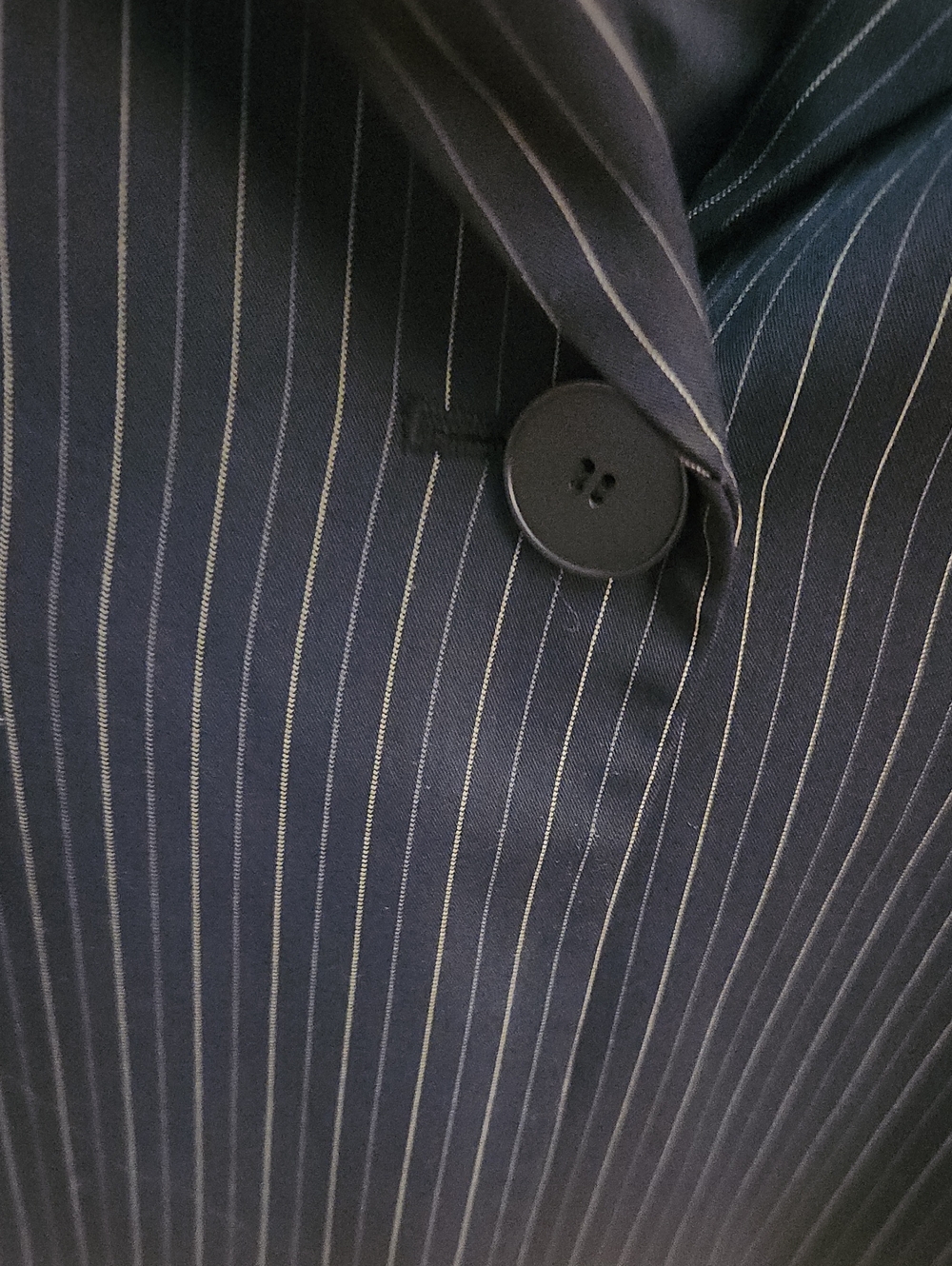 Anne Klein Navy Pinstripe Single-Button Blazer - Picture 5 of 7